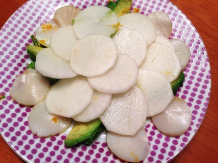salata scallops avocado ridiche foodie family